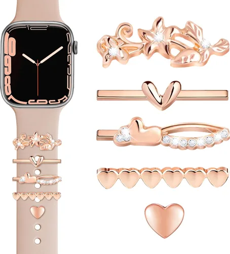 Miniatura 9 de JR.DM Dijes para correa de reloj con anillos decorativos brillantes, compatibles con Apple Watch de 1.575 pulgadas, 1.496 pulgadas, 1.614 pulgadas