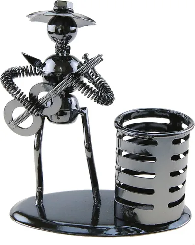 Miniatura 2 de Música Tema de Músico Sombrero de Hierro Hombre Arte de Acero Metal Personalidad Creativa Lápiz Titular de Lápiz Taza Oficina Estudiantes Escritorio