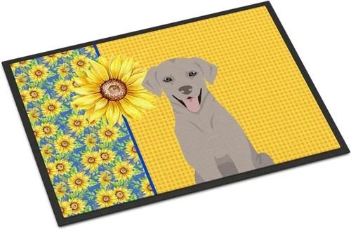 Miniatura 328 de Caroline's Treasures WDK5313MAT Airedale Terrier - Tapete para puerta delantera de 18 x 27 pulgadas, diseño de girasoles de verano, para entrada