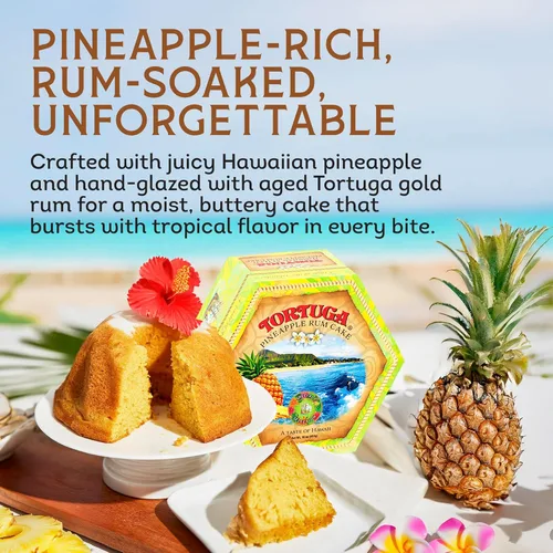 Miniatura 2 de TORTUGA Pastel de ron de piña hawaiana – Tortas de ron de piña de 16 onzas – El regalo gourmet perfecto para rellenos de calcetines, cestas