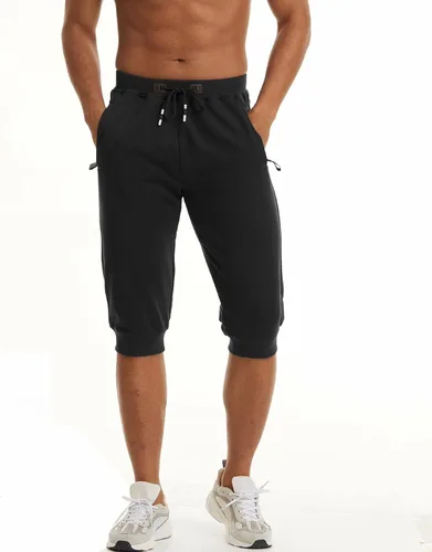 Miniatura 2 de MAGCOMSEN Pantalones capri deportivos 34 para hombre con bolsillos con cremallera longitud a la rodilla pantalones cortos de entrenamiento