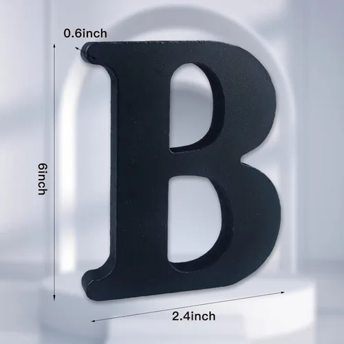 Miniatura 2 de AOCEAN Letras de madera de 6 pulgadas en negro, letra de madera sin terminar para letras decorativas de pared, letras en relieve, letrero de corte B