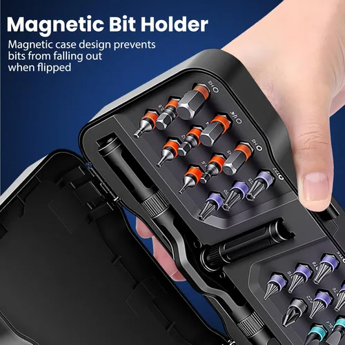 Miniatura 8 de Juego de destornilladores de trinquete, destornillador multibit 24 en 1 con engranaje de trinquete de dientes finos de 6.2°, puntas de acero S2