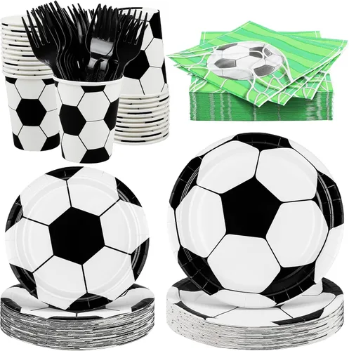 Miniatura 17 de Durony 144 piezas de platos y servilletas de papel de béisbol, juego de vajilla de fiesta de cumpleaños de béisbol, suministros de mesa, incluye