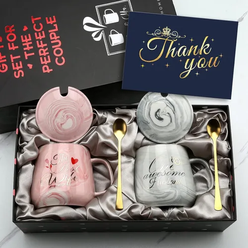 Miniatura 8 de Sovyime Mr and Mrs Gifts - Tazas de café para parejas, aniversario de compromiso, regalos de boda para parejas, recién casados, despedida