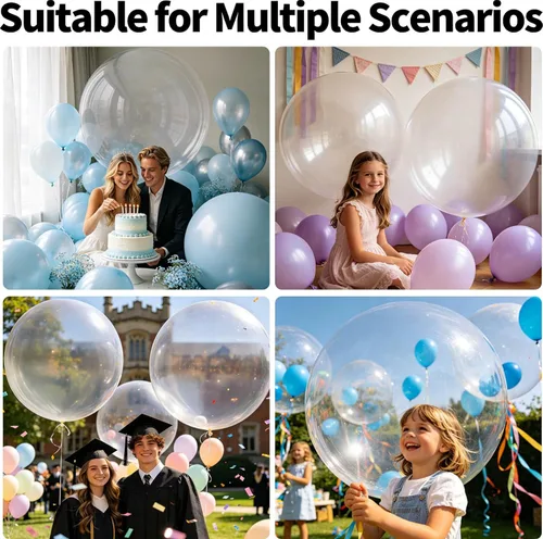 Miniatura 101 de 32 piezas de globos grandes morados de 18 pulgadas, globos redondos grandes de látex para decoración de cumpleaños y bodas. (morado)