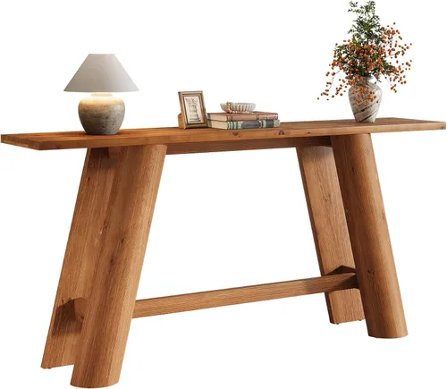 Miniatura 4 de Mesa consola de entrada de madera maciza, 70.9 pulgadas estrecha y larga, mesa de sofá detrás del sofá, muebles de madera de granja para sala