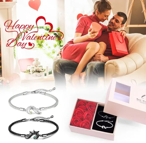 Miniatura 5 de Pulseras para parejas para él y ella pulseras personalizadas a juego para parejas novio y novia cumpleaños aniversario Navidad dulce relación