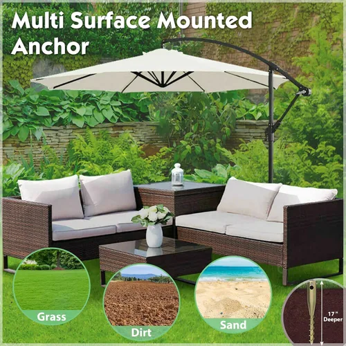 Miniatura 5 de Anclaje de arena para sombrilla de patio y playa, base de arena para playa al aire libre sin óxido con tornillo de anclaje para protección solar