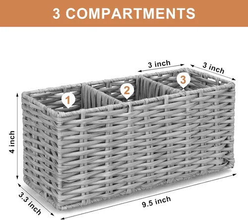 Miniatura 4 de Ayiaren Organizador de cubiertos de plástico gris para cubiertos, organizador de utensilios pequeños para encimera de cocina, fiesta, cubiertos