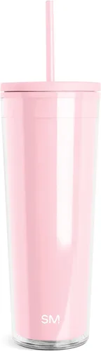 Simple Modern - Vaso de plástico con tapa y pajita | Tazas reutilizables libres de BPA para café helado, vaso para batidos de doble pared | Regalos