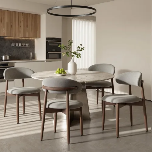 Miniatura 19 de COLAMY Mid-Century - Juego de 2 sillas de comedor de madera modernas, sillas de cocina tapizadas para interiores con asiento acolchado acogedor