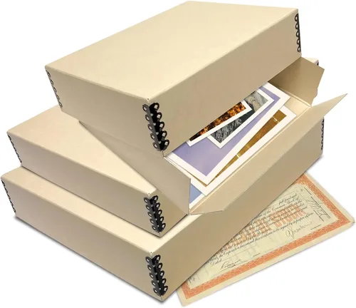 Miniatura 131 de Lineco Archival Caja de almacenamiento para impresión de 13x19 pulgadas, diseño frontal abatible, 13 1/2 x 19 1/2 x 3 pulgadas, color exterior: negro