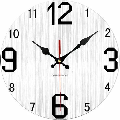Miniatura 16 de Reloj de pared redondo de madera de 12 pulgadas, silencioso, sin tictac, de cuarzo, funciona con pilas, para oficina, cocina, dormitorio, aula