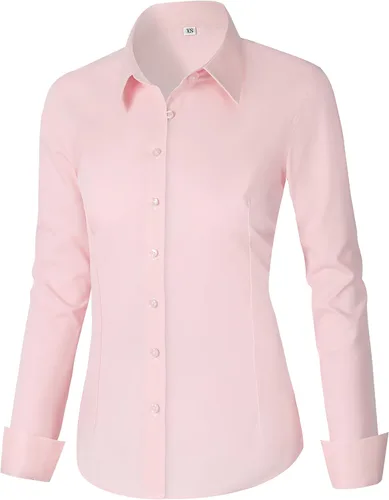 Miniatura 39 de CUNLIN - Camisas de manga larga con botones de algodón para mujer, ajustadas, camisas formales de vestir para el trabajo, blusas de trabajo, tops