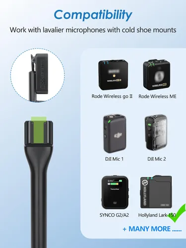 Miniatura 4 de YOUSHARES Soporte para micrófono de entrevista portátil - Carril deslizante magnético de hierro compatible con DJI Mic Mini / 2&Rode Wireless Go