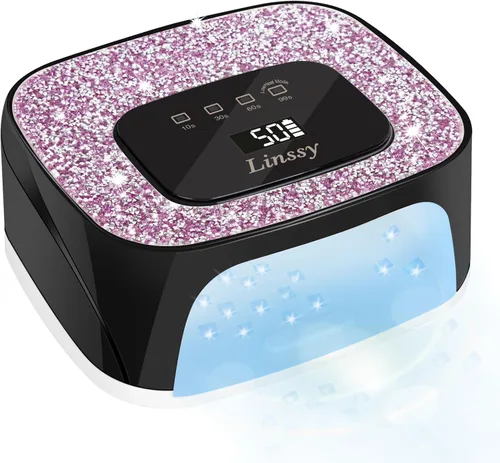 Miniatura 8 de Linssy Lámpara de uñas recargable UV/LED con sensor automático, luz de secado de uñas de gel inalámbrica portátil, 4 tiempos y pantalla LCD