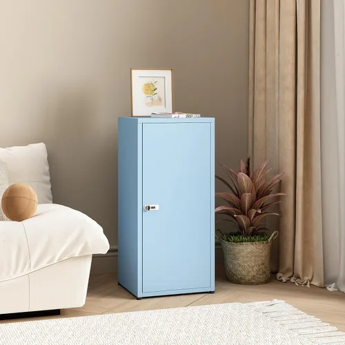 Miniatura 8 de MIOCASA Armario de almacenamiento de metal con cerradura y estantes, gabinete con cerradura de una sola puerta para dormitorio, escuela, jardín