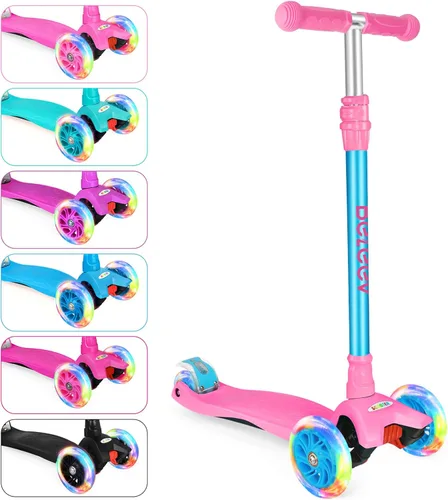 Miniatura 9 de BELEEV Patinetes para Niños de 3 Ruedas Patinete de Empuje para Niños Pequeños Niñas y Niños, 4 Alturas Ajustables, Inclinarse para Dirigir, Ruedas