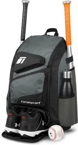 Miniatura 8 de Tonesport, Bolsa de Béisbol - Mochila para Béisbol, Sóftbol, T-Ball - Bolsa de Bate para Adultos y Jóvenes Rojo