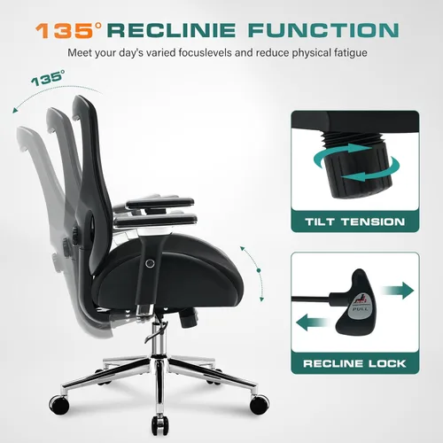 Miniatura 7 de Silla de oficina grande y alta de 750 libras con cojín de asiento ancho y grueso para personas pesadas, sillas de escritorio ergonómicas de malla