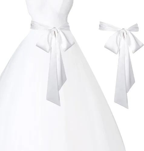 Miniatura 121 de obmwang Cinturón de satén de boda para ocasiones especiales, faja nupcial de 4 pulgadas de ancho, doble cara
