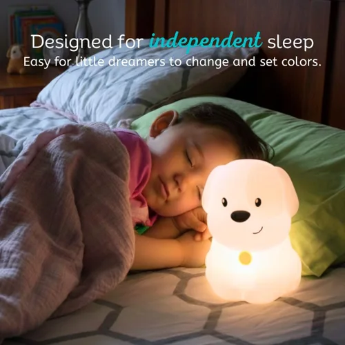 Miniatura 6 de Lumipets Pepper The Puppy Dog - Luz nocturna de silicona blanda para niños Bonita luz nocturna con control remoto y control táctil