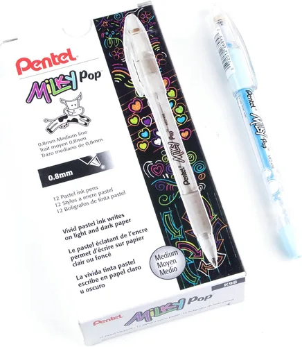 Miniatura 5 de Pentel Milky Pop K98-W - Bolígrafo de gel pastel, línea media (0.031 in), tinta blanca Blanco