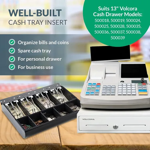 Miniatura 3 de Volcora Bandeja para cajones de efectivo – 11.7 x 10.3 x 2.3 pulgadas – Bandeja de repuesto de 4 billetes / 5 monedas – Cajones totalmente