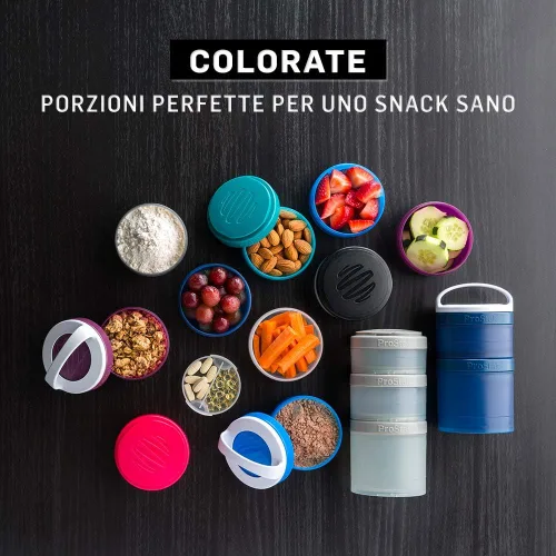 Miniatura 7 de BlenderBottle ProStak frascos de almacenamiento Twist n' Lock de expansión 2 paquetes con bandeja para pastillas, todo negro