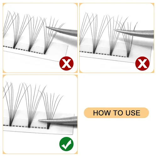 Miniatura 4 de QUEWEL Extensiones de pestañas postizas prefabricadas en abanico, 7D Extensiones de pestañas postizas en abanico de 0.07mm de grosor, rizado D