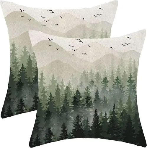 Miniatura 21 de AEIOAE Juego de 2 fundas de almohada de Navidad de 12 x 20 pulgadas, color rojo ciervo, alce y ciervo, fundas decorativas de lino de Navidad