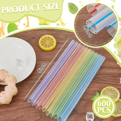 Miniatura 2 de Tessco for you 600 pajitas jumbo para batidos de 9.06 pulgadas a granel, 10 mm de diámetro, pajitas grandes de plástico desechables para té