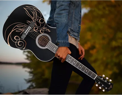 Miniatura 5 de Guitarra acústica de concierto WINZZ AF227A de 39 pulgadas con kit completo, enredadera delicada