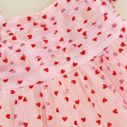 Miniatura 3 de Vestido para el día de San Valentín para niña pequeña, con estampado de corazón, tul de malla, tutú de princesa, vestido de princesa para el primer