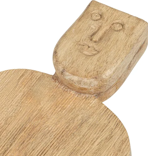 Miniatura 8 de Cortadora compacta de queso de madera de mango tallada a mano y tabla de cortar con diseño de mango facial y acabado peinado, natural