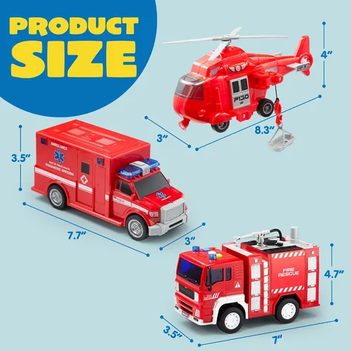 Miniatura 6 de JOYIN Juguetes de camiones de bomberos para niños de 3, 4, 5, 6, 7 años - Camión de bomberos, vehículo de emergencia, camión de bomberos para niños