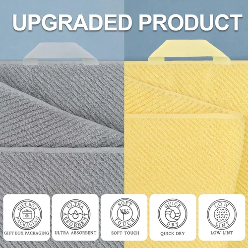 Miniatura 155 de VOOVA & MOVAS Toallas de mano blancas - 100% algodón Ligeras Gruesas Secado rápido Suaves Absorbentes, paquete de 4 piezas grandes de 18