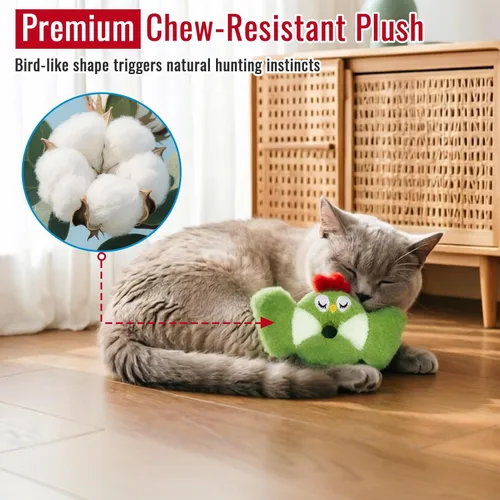 Miniatura 4 de Retro Shaw Juguete de pájaro para gatos con hierba gatera y vid plateada, juguete interactivo realista para gatitos con sonido arrugado para gatos
