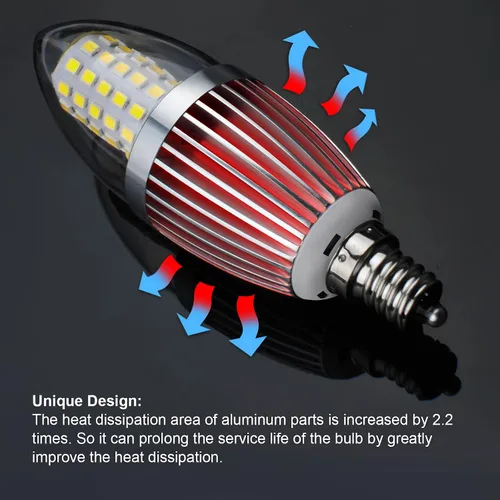 Miniatura 4 de gezee Bombilla LED para candelabro, no regulable, equivalente a 100 vatios, bombillas LED de vela de 12 W, luz blanca diurna 6000 K, 120 V, 1200