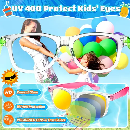 Miniatura 10 de Joycover Lentes de sol para niños a granel, recuerdo de fiesta para niños de 4 a 8 años, 24 lentes de sol translúcidos para niños con protección UV