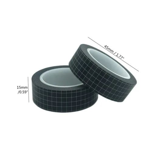 Miniatura 2 de Juego de 10 rollos de cinta Washi de rejilla negra de 33 pies y 3/5 pulgadas de ancho, cintas adhesivas para manualidades, planificadores de álbumes