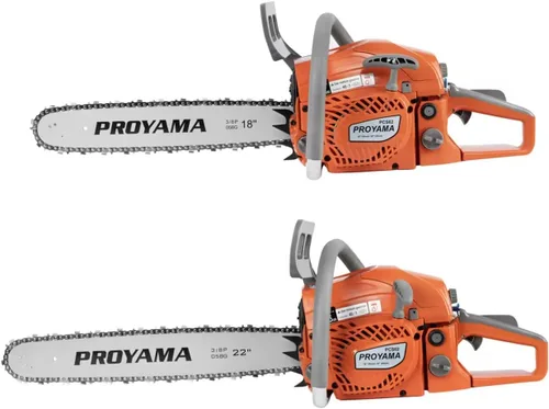 Miniatura 9 de PROYAMA 62CC motosierra de gas de 2 ciclos, 22 pulgadas 18 pulgadas motosierra de gasolina inalámbrica de mano para corte de madera de árboles