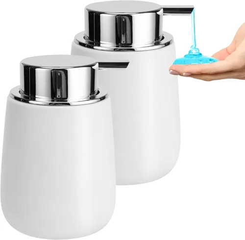 Miniatura 2 de Dispensador de jabón líquido de cerámica con bomba fácil de prensar, dispensador de líquido de mano para champú, baño, cocina, 12 onzas, 2