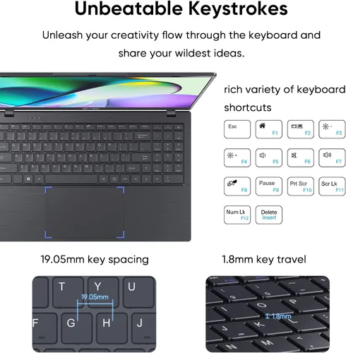 Miniatura 8 de Computadora portátil FHD de 15.6 pulgadas con 8 GB de RAM y 256 GB SSD, Celeron N4000 (hasta 2.6 GHz) Win 11 Pro, pantalla FHD IPS, 3 USB A, RJ45