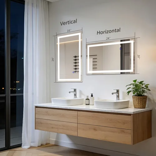 Miniatura 6 de Espejo de baño LED de 16 x 24 pulgadas, espejo retroiluminado con luces para montaje en pared, antivaho, 3 colores, regulable, función de memoria
