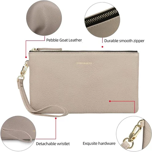 Miniatura 3 de DORIS&JACKY Bolso de mano pequeño de cuero para mujer, delgado, delgado, de piel de cabra, para teléfono celular, con correa