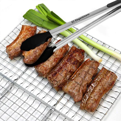 Miniatura 7 de Pinzas de cocina de 17" con puntas de silicona, pinzas de parrilla de acero inoxidable de alta resistencia al calor
