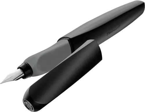 Pelikan Pluma estilográfica Twist 946806 con 1 cartucho de tinta, punta media, color negro, en caja