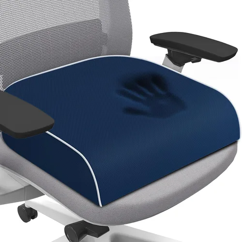 Miniatura 14 de SweetSlubr Cojín de asiento para aliviar el dolor de coxis, cojín para silla de oficina, cojín de espuma viscoelástica grande con funda Gris